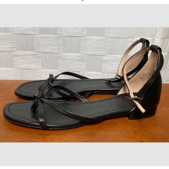 J. Crew Black Strappy Open Toe Flat Sandals Shoes Size 7.5 - Picture 3 of 8